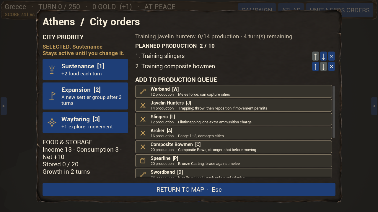 Athens city orders with two units planned in the production queue